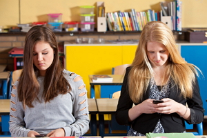 Teen girls texting