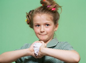young girl crumpled paper