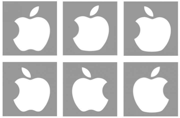 Examples of incorrect variations on the Apple logo.