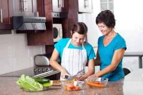mother daughter cooking